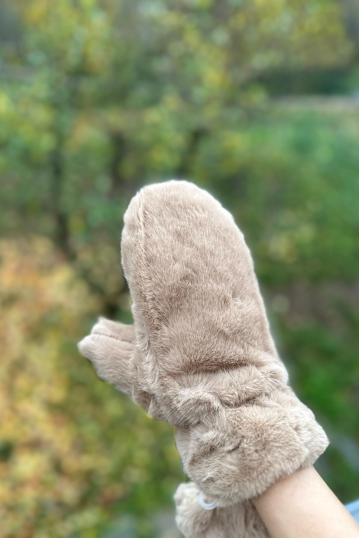 Alpaka Tasarım Peluş Parmaksız Eldiven