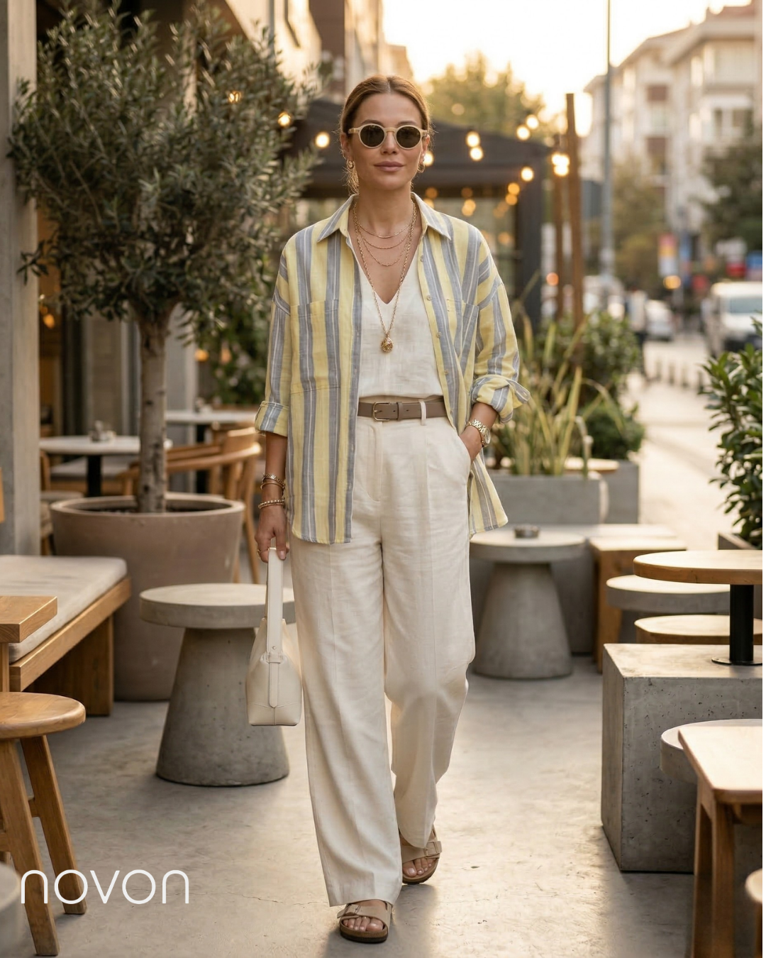 Bahama Design Renkli Çizgi Detaylı Oversize Premıum Gömlek