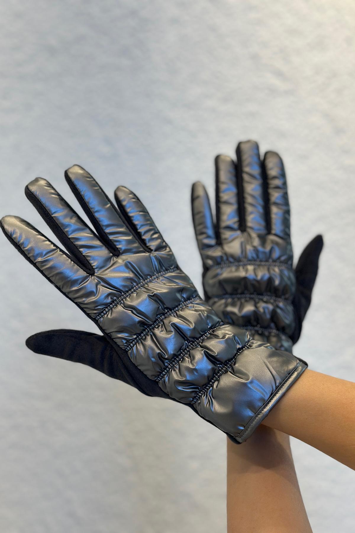 Kapitone Detaylı Güderi Premium İçi Kürklü Eldiven