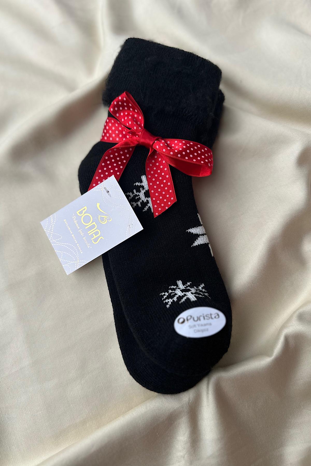 Kar Tanesi Detaylı İçi Polarlı Premium Çorap