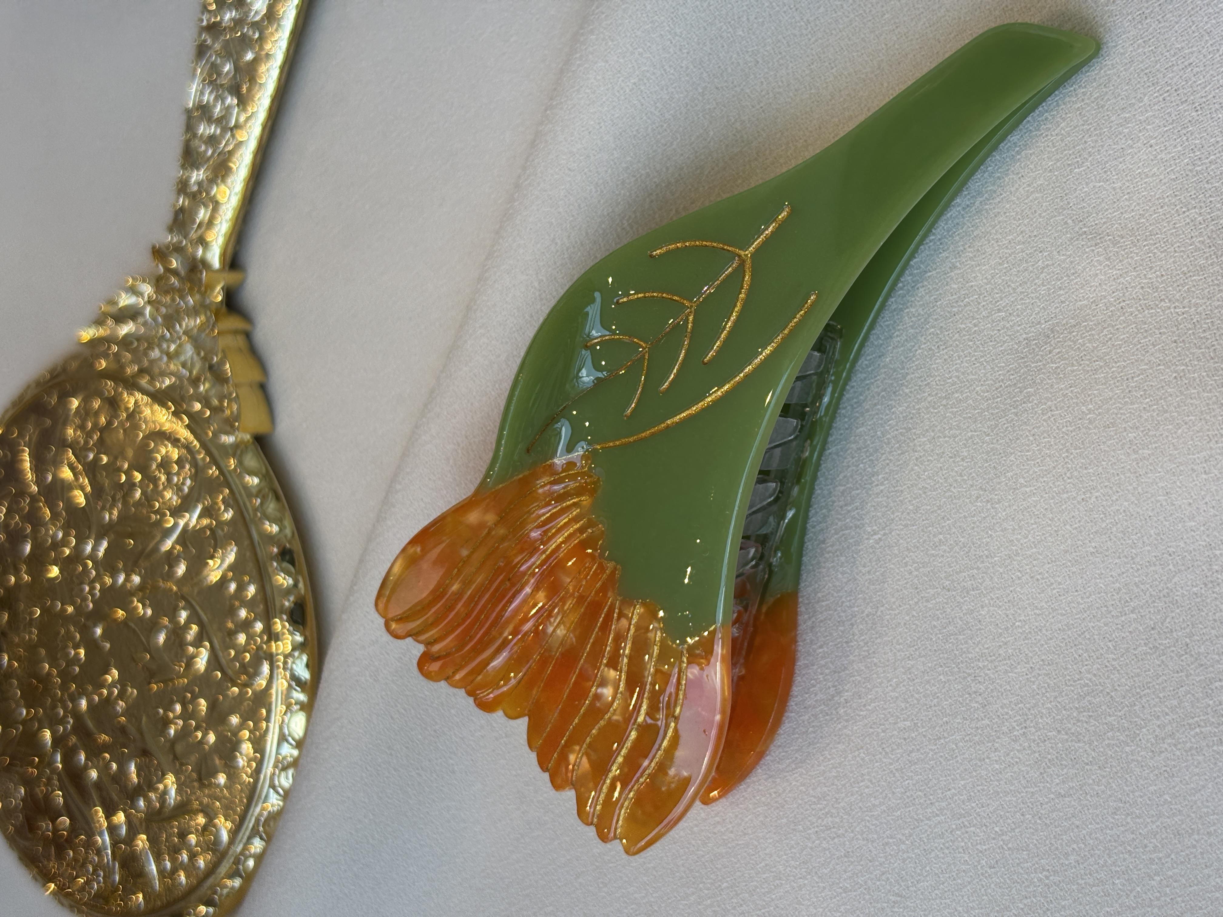 Celosia Flower Tasarım Lüks Kemik Mandal Toka