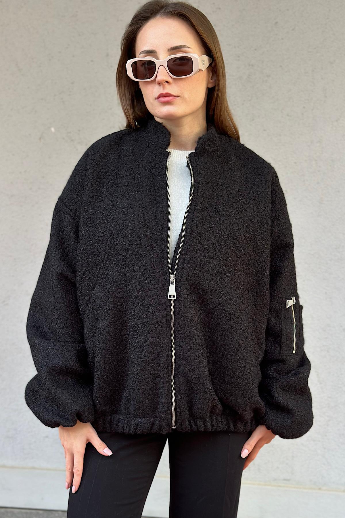 Hakim Yaka Buklet Fermuarlı Premium Ceket Mont