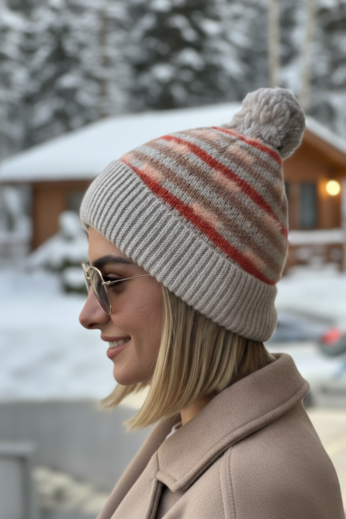 Belız Tasarım İçi Yünlü Ponpon Detaylı Bere