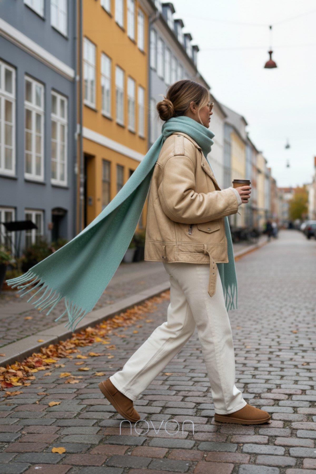 Klein Soft Touch Püskül Detaylı Yün Dokulu Premium Saçaklı Atkı