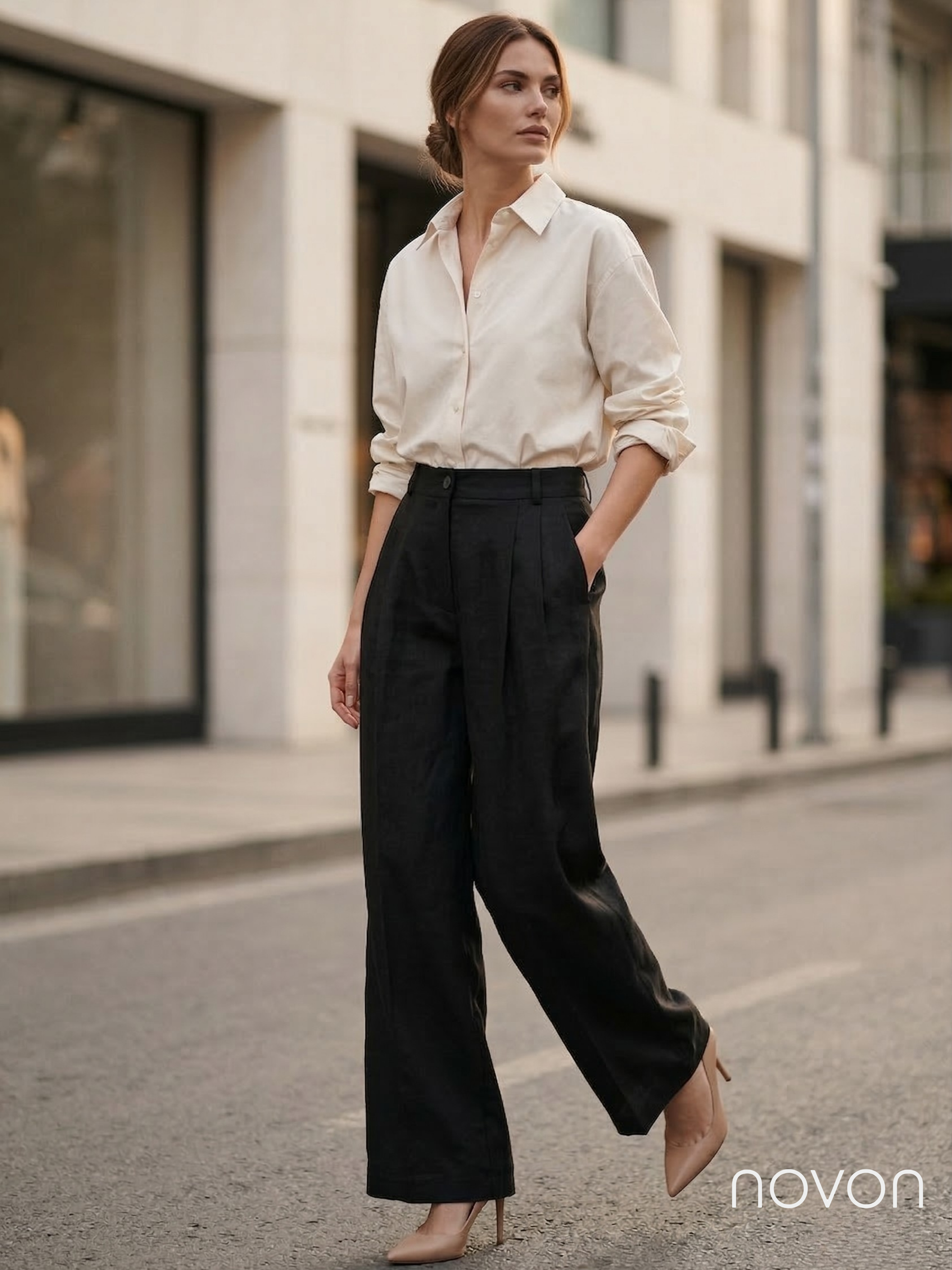 Flow Premium Pile Detay Lyocell Kumaş Palazzo Pantolon