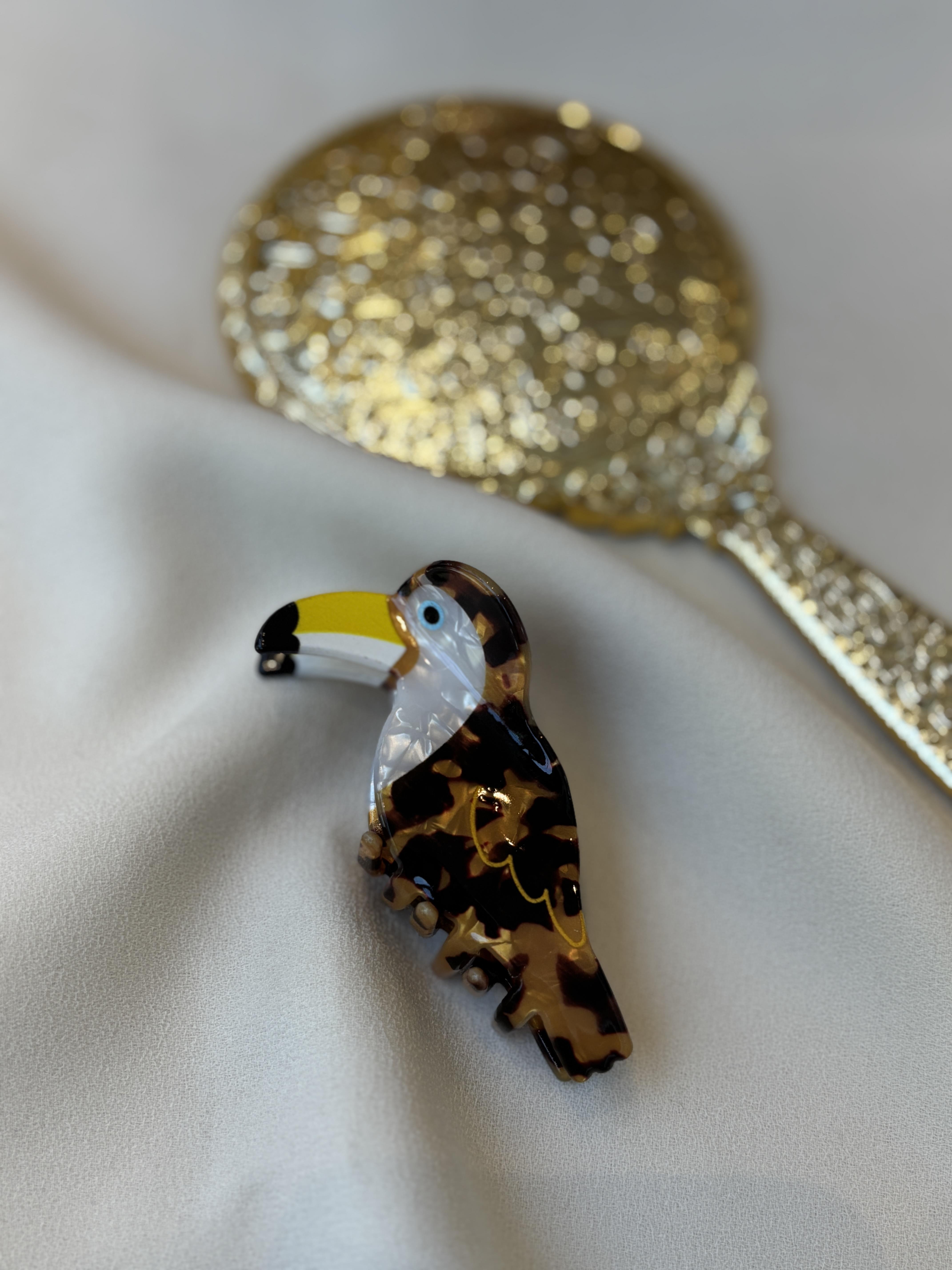 Brown Parrot Lüks Kemik Mandal Toka