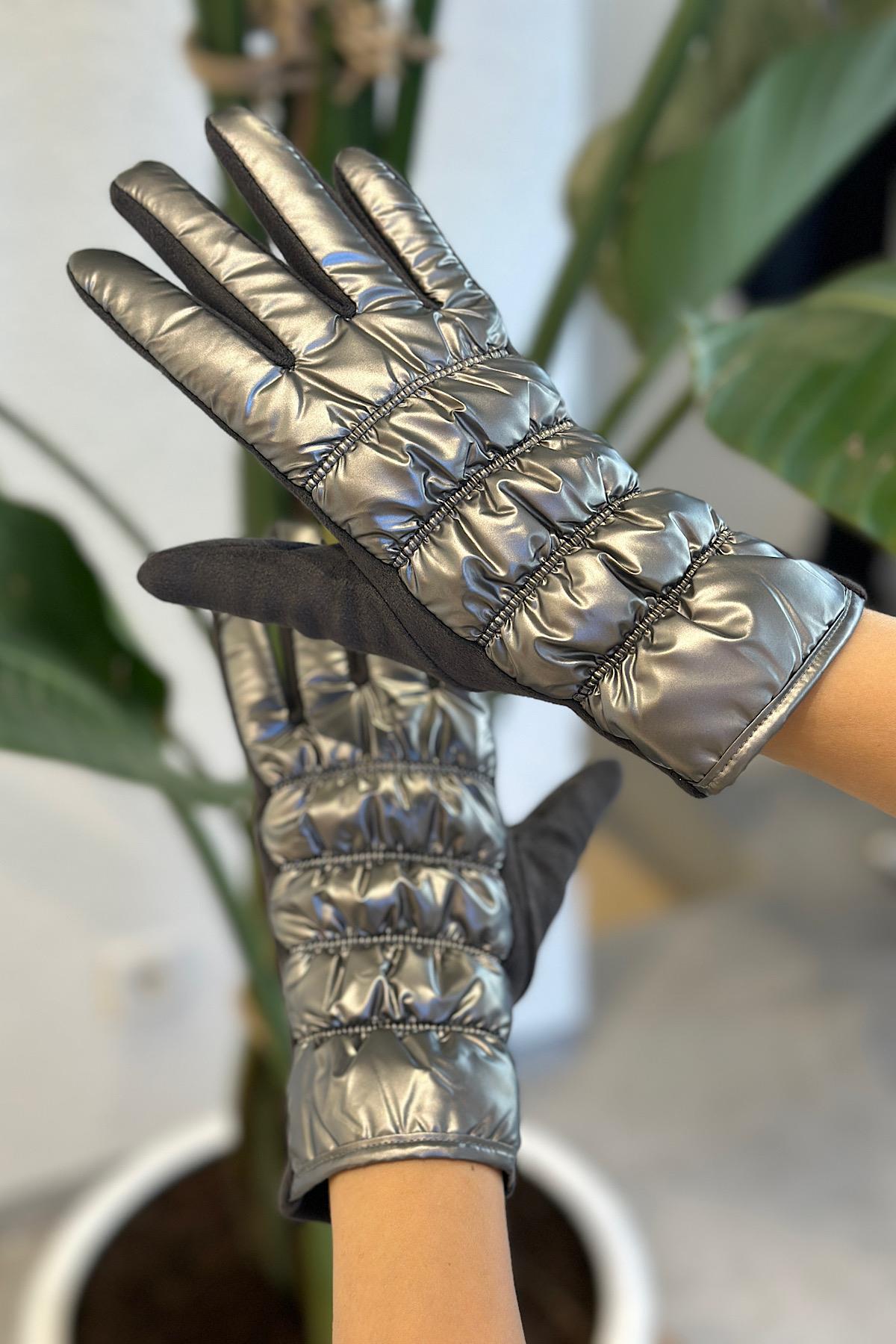 Kapitone Detaylı Güderi Premium İçi Kürklü Eldiven