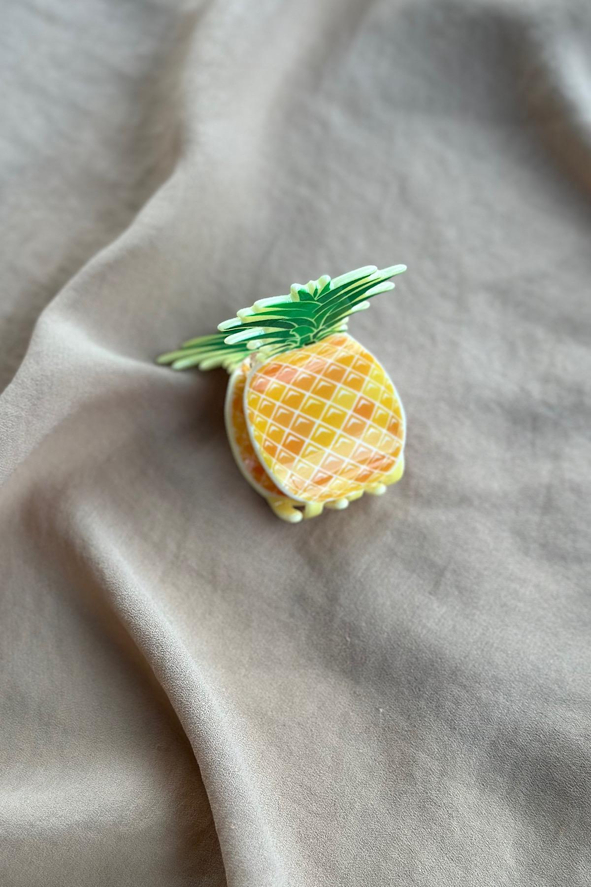 Ananas Detaylı Lüks Kemik Mandal Toka