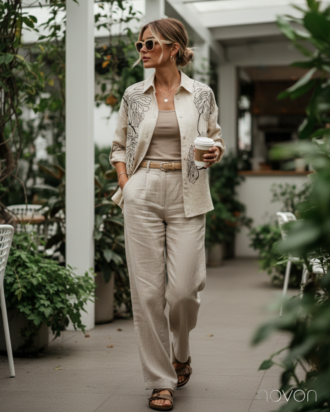 Monstera Tasarım Nakış Detaylı Premium Gömlek