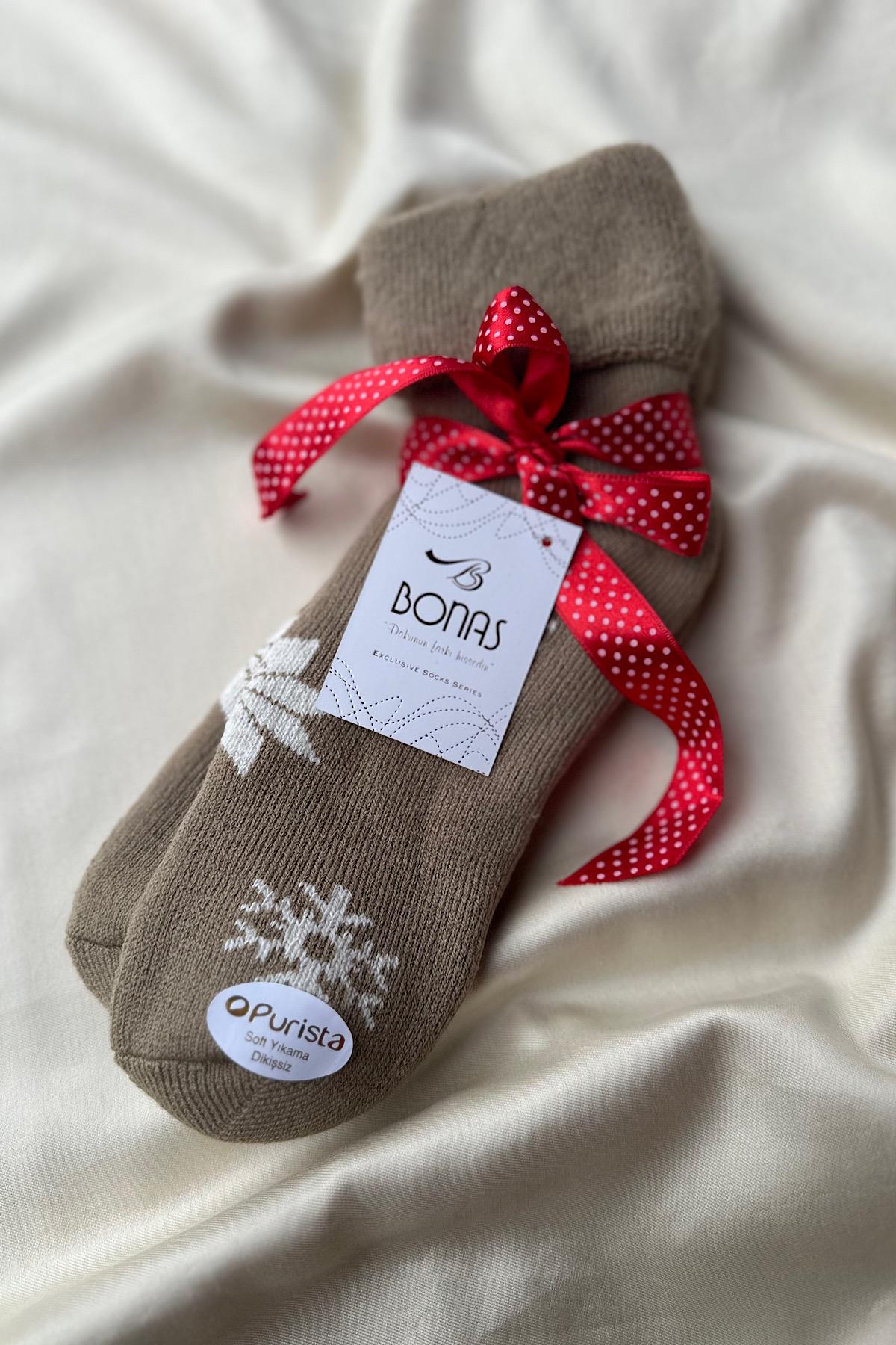 Kar Tanesi Detaylı İçi Polarlı Premium Çorap