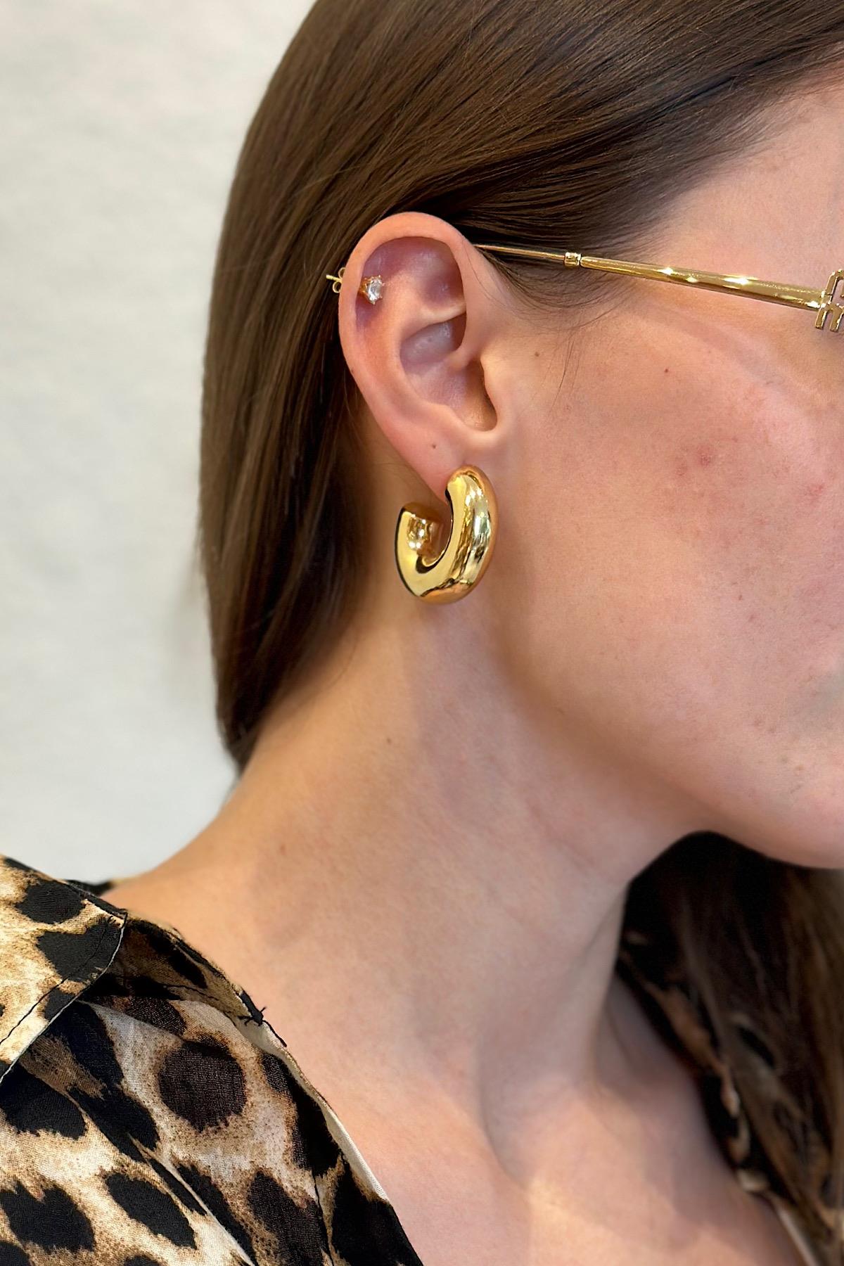 Basic Boru Tasarım Premium Çelik Halka Küpe