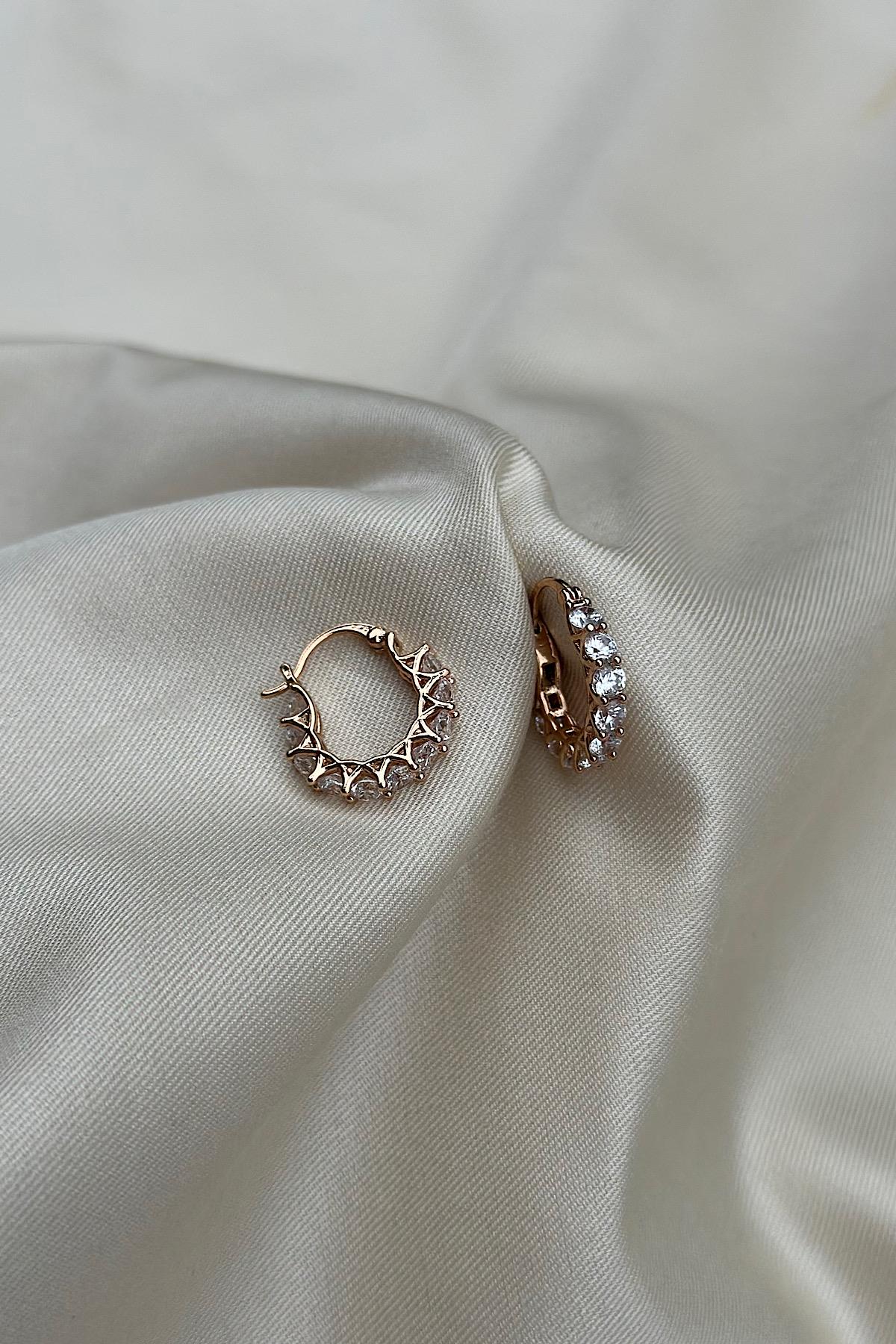 18K Gold Kaplama Diamond Garden Design Premium Küpe