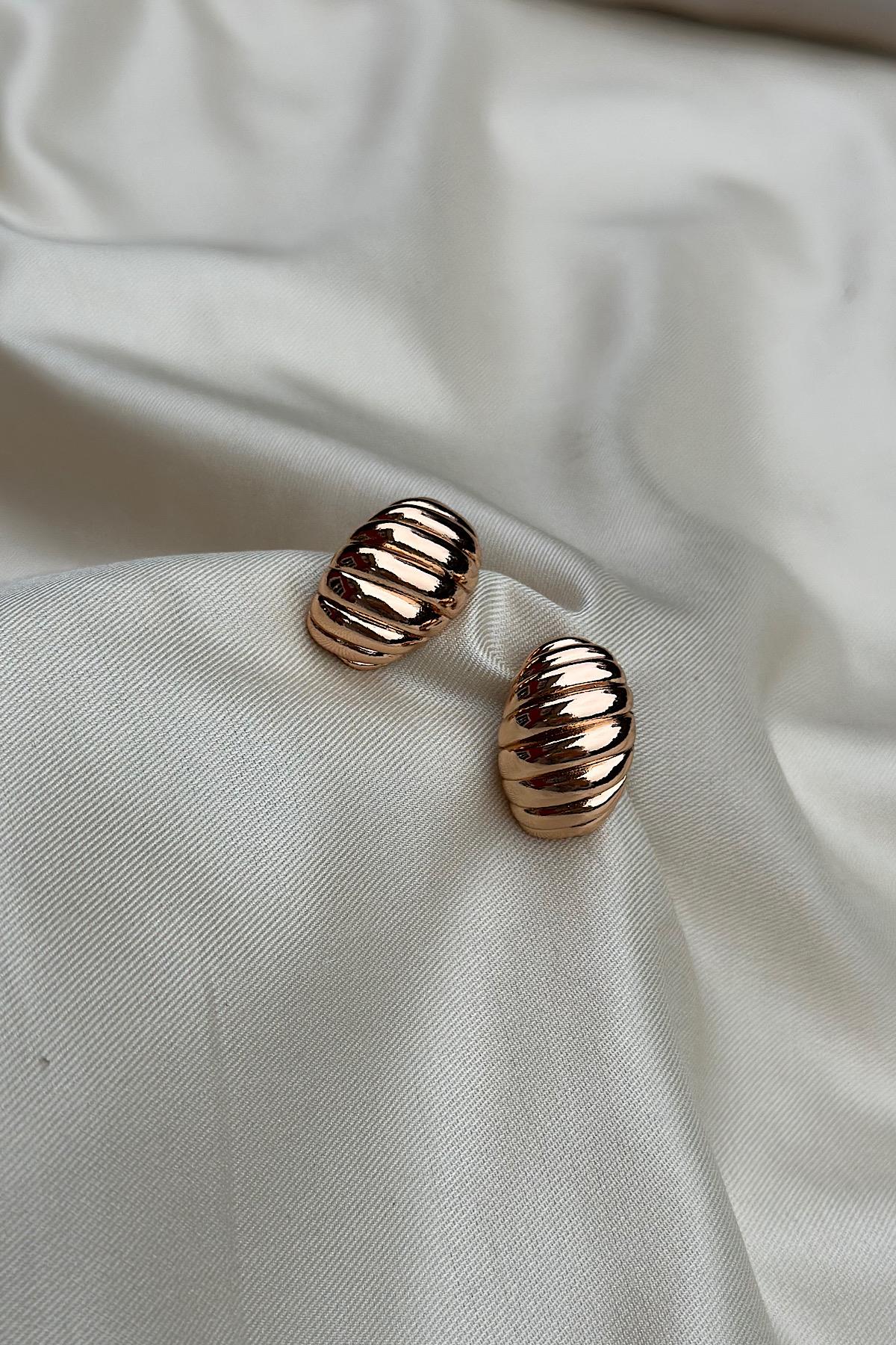 18K Gold Kaplama İstridye Burgu Tasarım Küpe