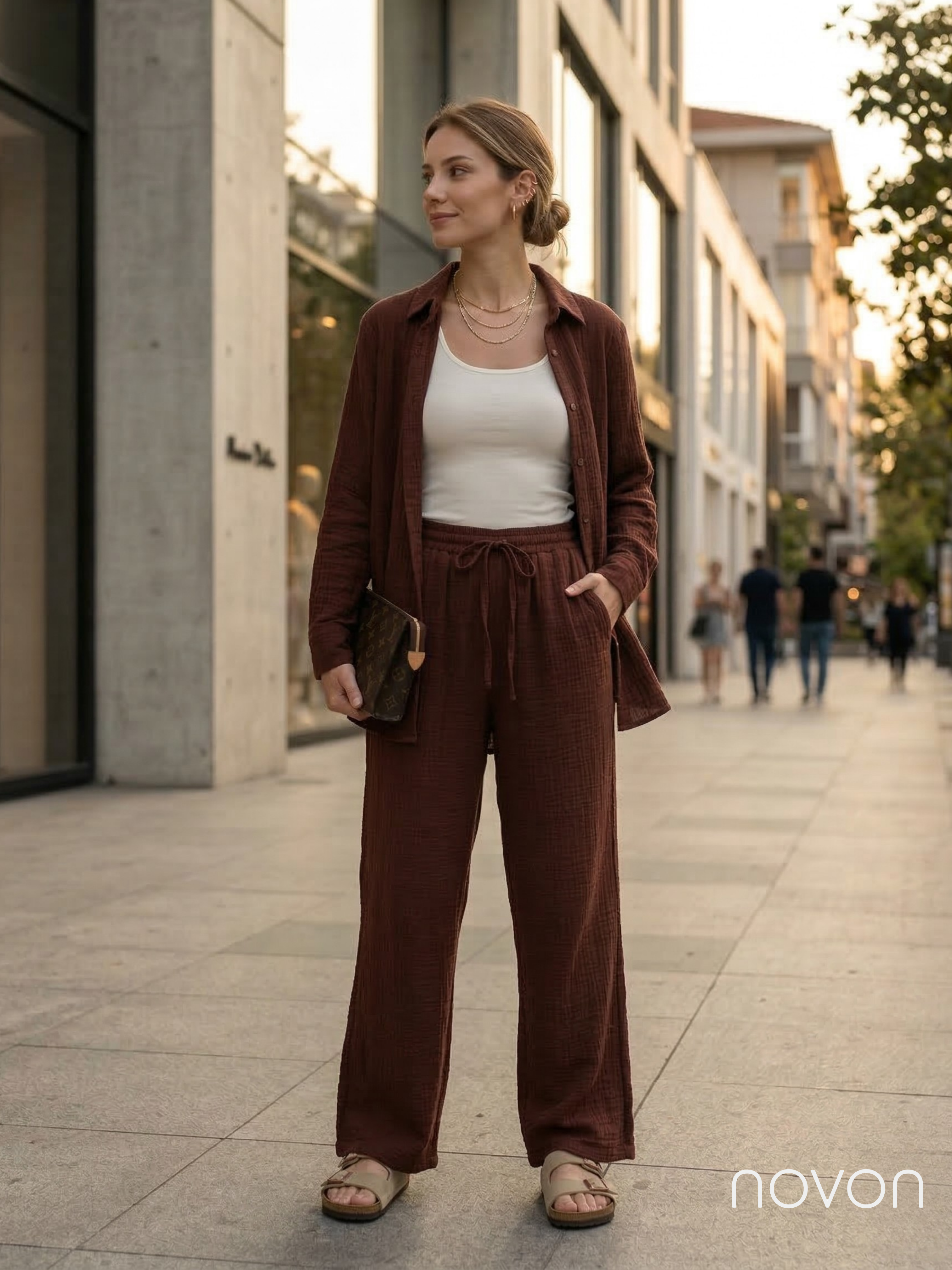 Soft Bürümcük Detay Premium Lyocell Kumaş Palazzo Pantolon