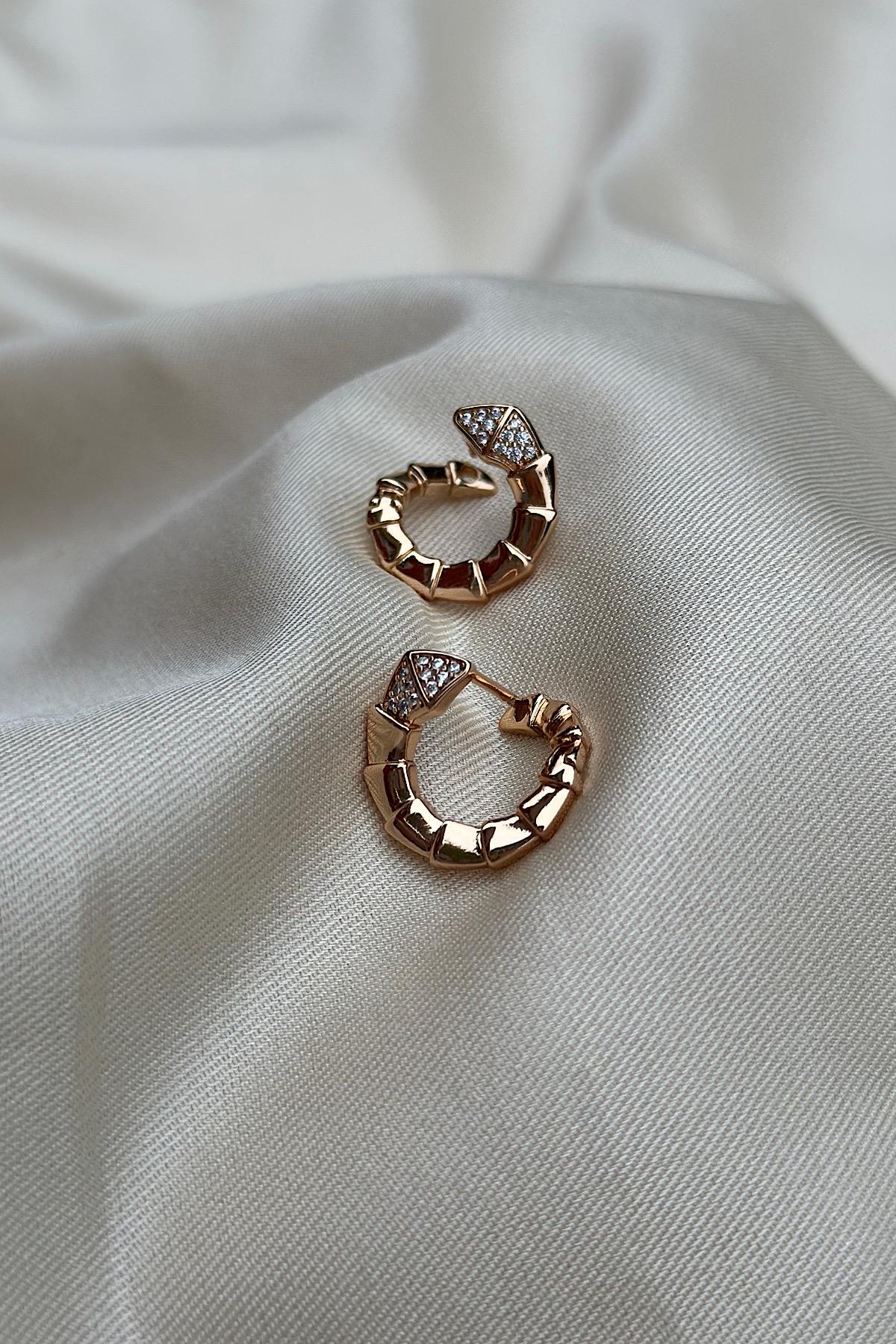 18K Altın Kaplama Serpenti Küpe