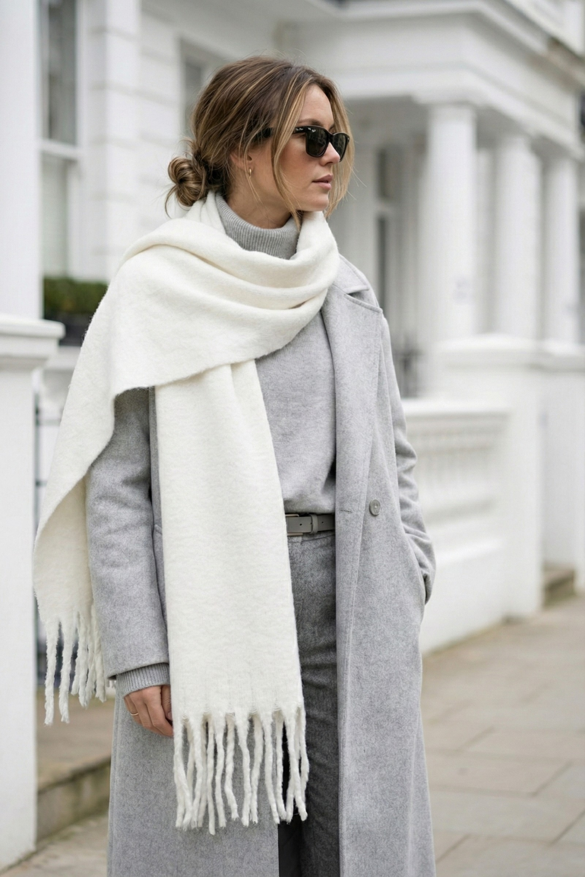 Klein Soft Touch Püskül Detaylı Yün Dokulu Premium Saçaklı Atkı