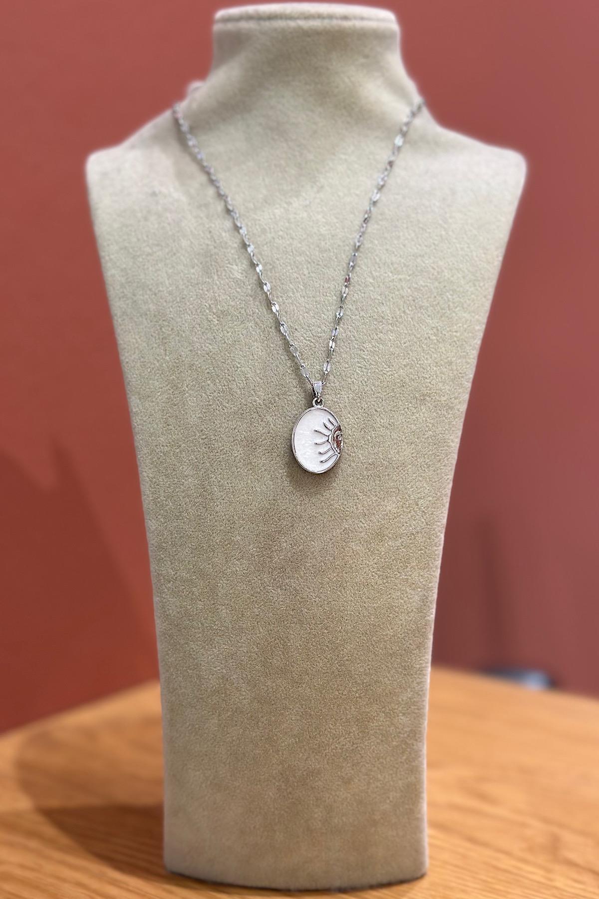 Güneş Detaylı Monogram Çelik Kolye