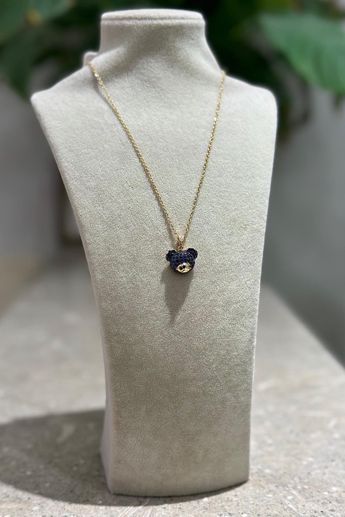 Ralph Teddy Bear Zirkon Taşlı Premium Çelik Kolye