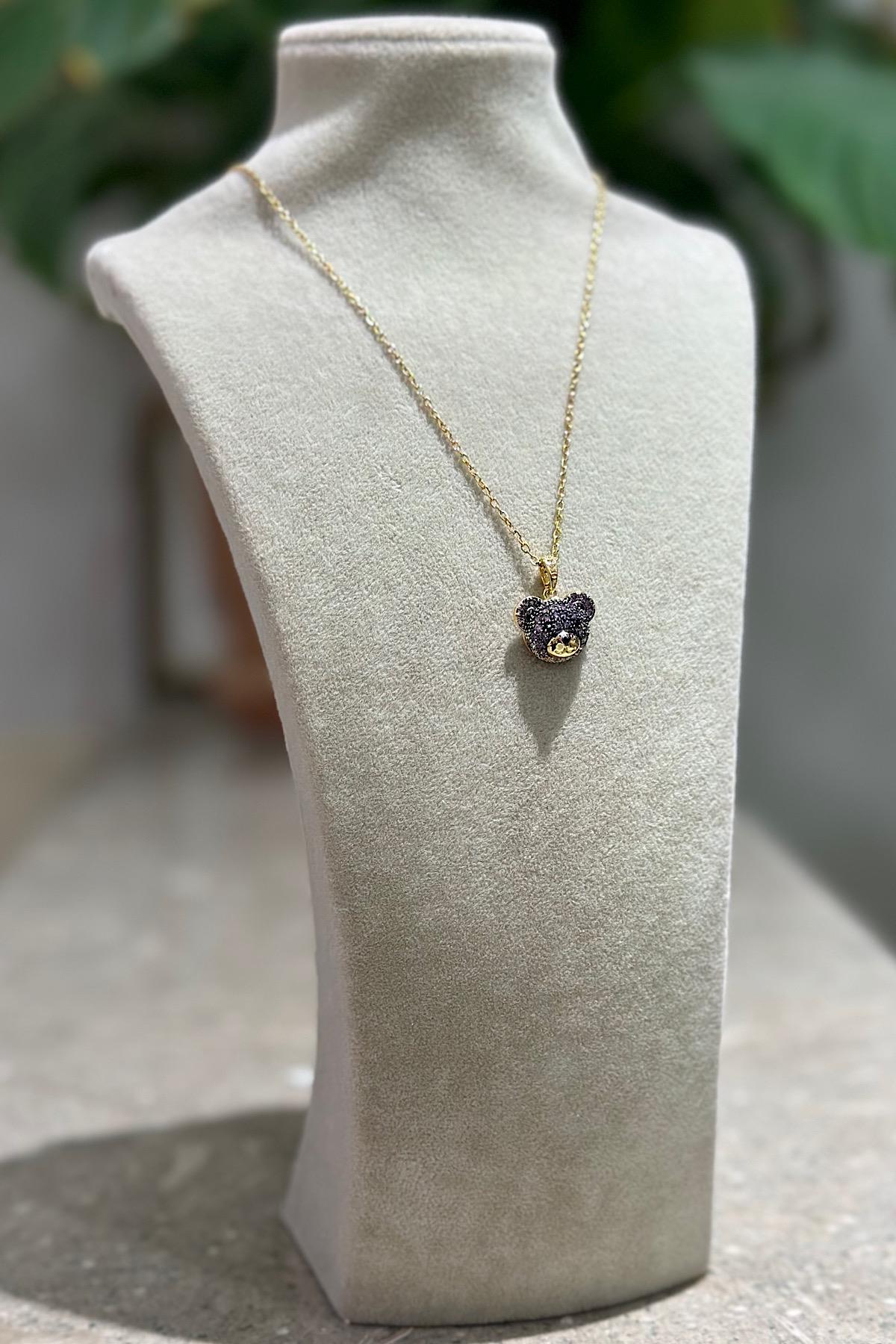 Ralph Teddy Bear Zirkon Taşlı Premium Çelik Kolye