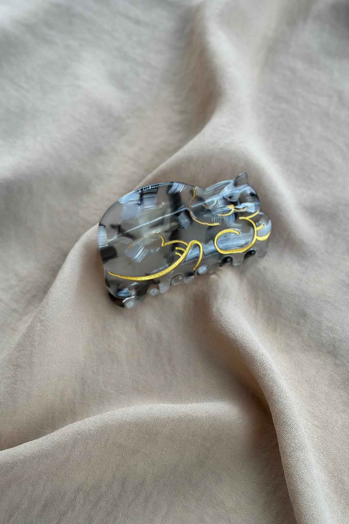 Sweat Tabble Cat Design Lüks Kemik Mandal Toka