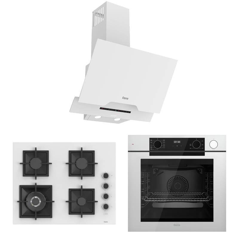 Artline FryArt-Steam Beyaz Ankastre Set(  D064-SA Davlumbaz + SC406-WFA Ocak + QEP64CB Fırın ) 