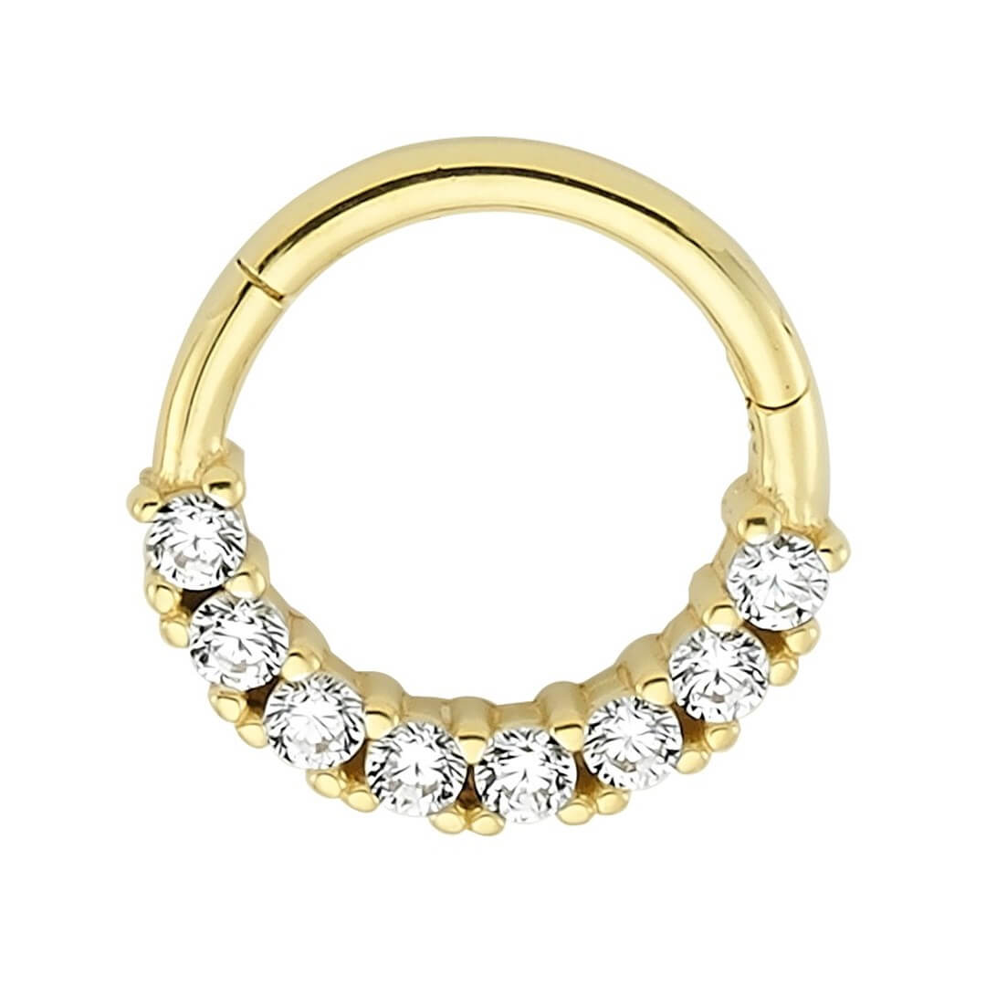 Halka Altın Piercing – Sekiz Taşlı