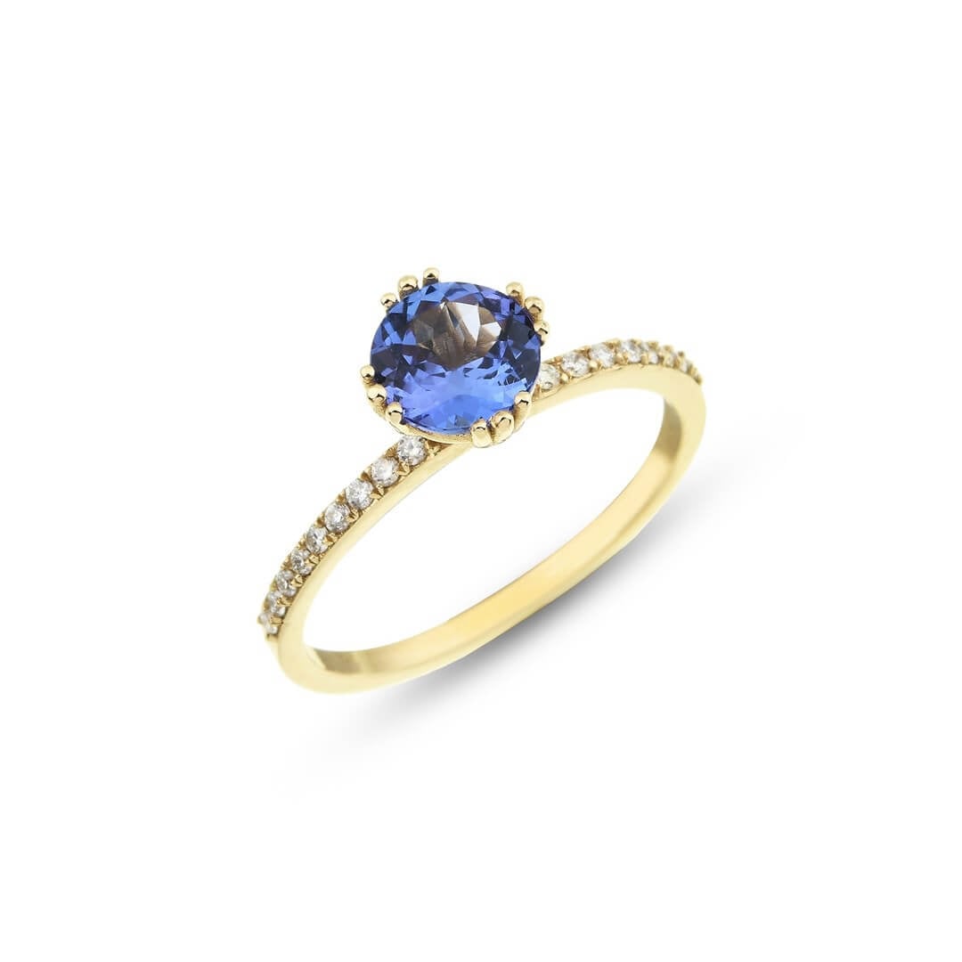 Pırlanta ve Tanzanite Taşlı Altın Yüzük – Anna