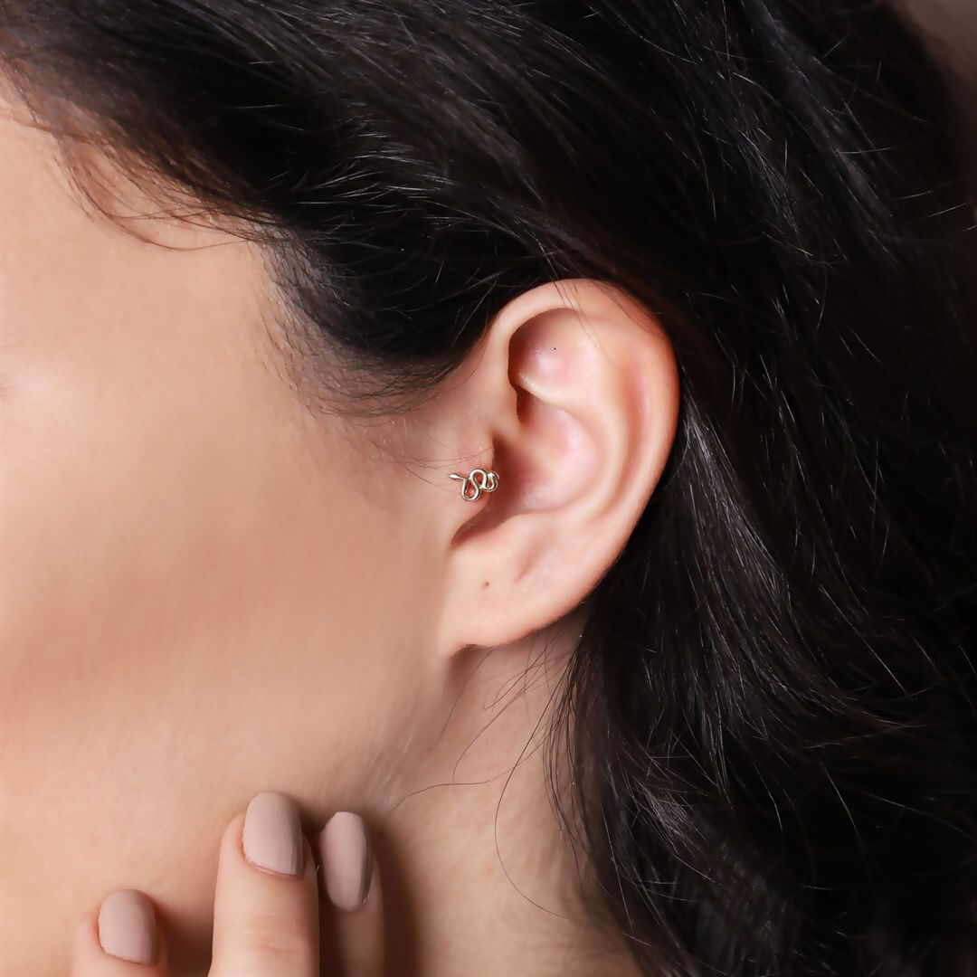 Tragus Altın Piercing – Yılan