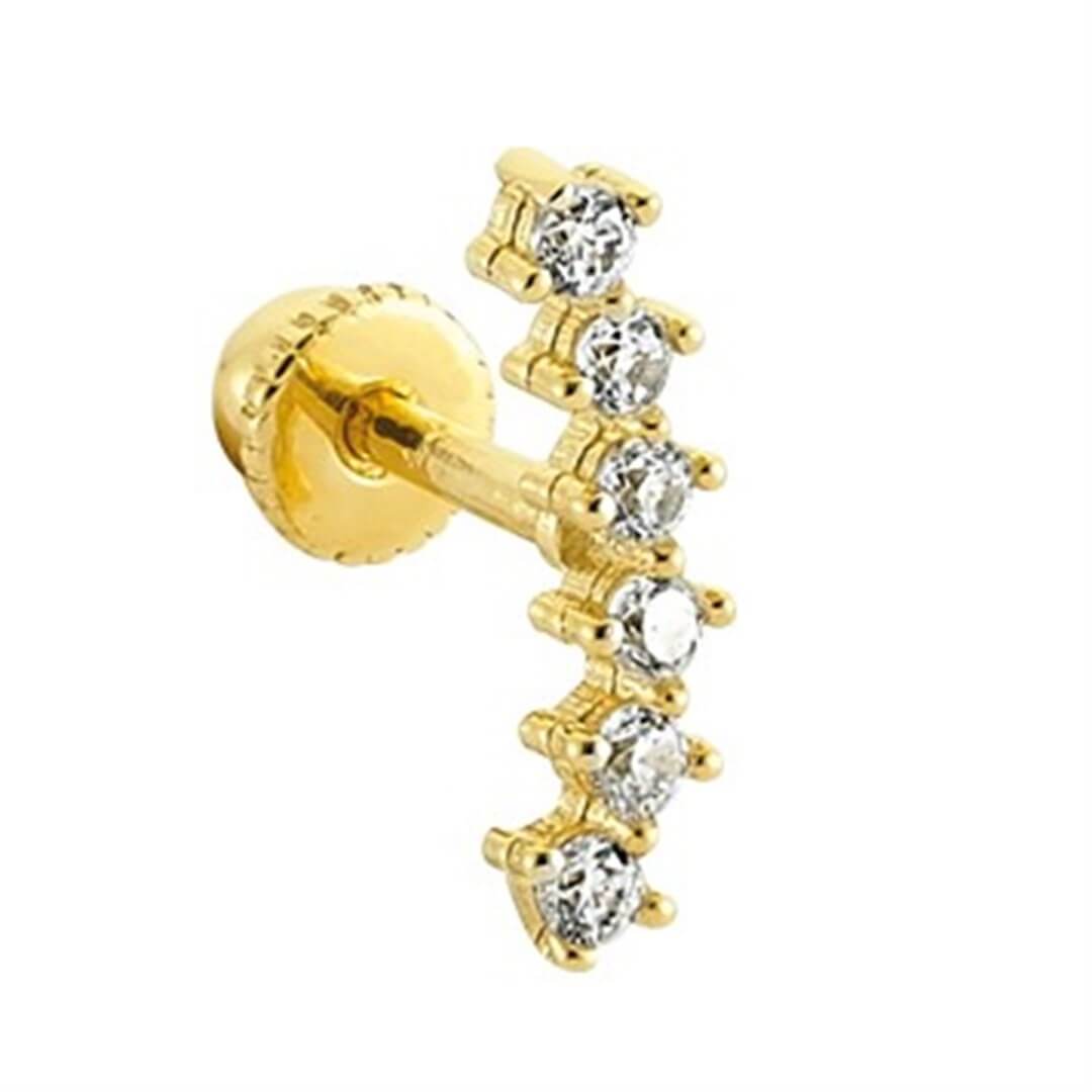 Altın Piercing – Altı Taşlı