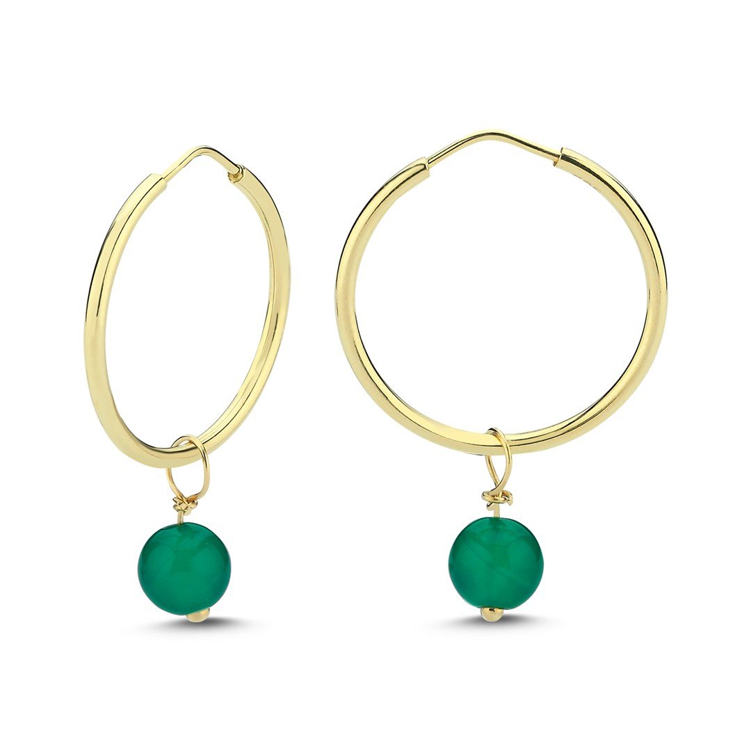 Halka KüpeAgat Hoop Halka Küpe - Yeşim Taşı - Penna Jewels 
