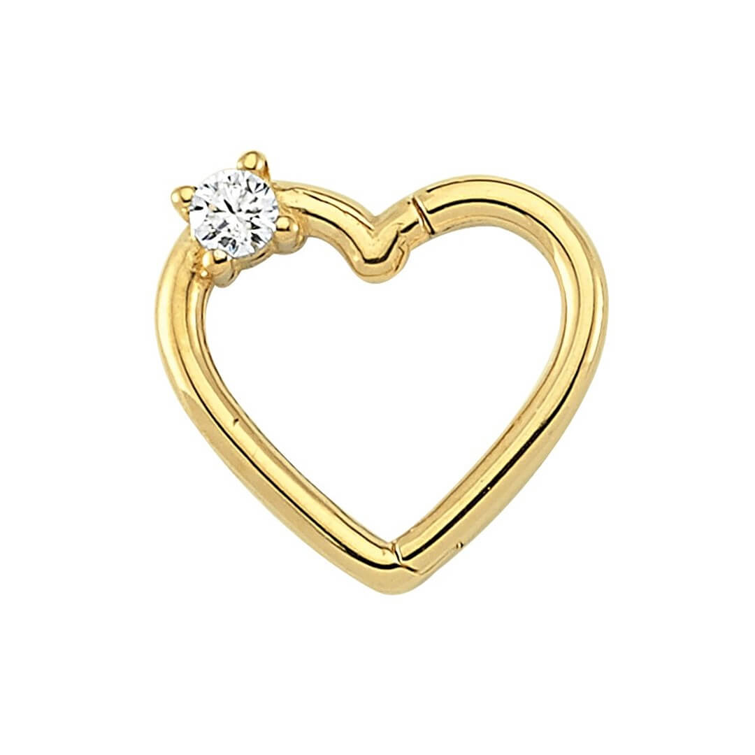 Pırlantalı Altın Piercing – Kalp