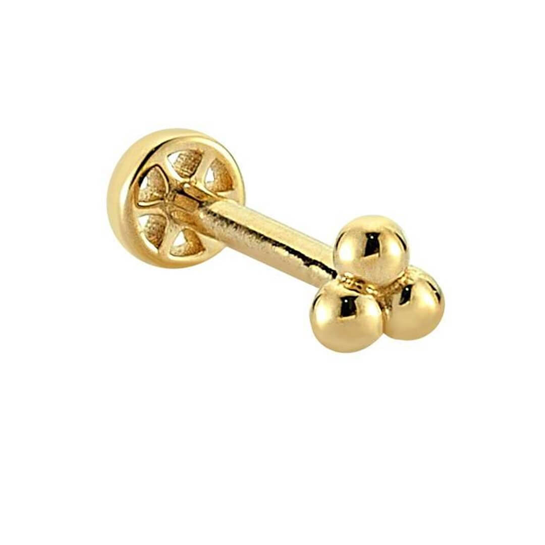Tragus Altın Piercing – Üç Top