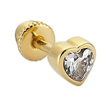 Altın Piercing – Taşlı Kalp