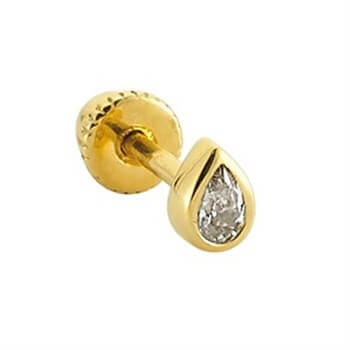 Altın Piercing – Tek Taşlı Damla