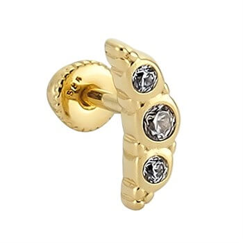 Altın Piercing – Üç Taşlı Mekik