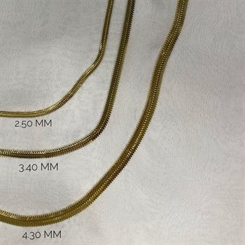 Altın Zincir Kolye – Yassı Yılan -Kalın