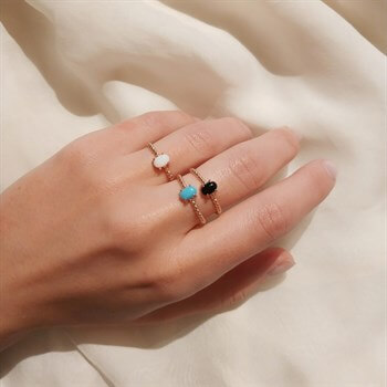 Beyaz Oniks Alice Yüzük – Oval