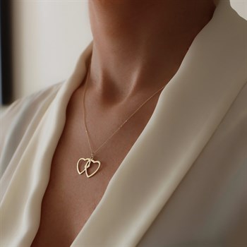 Çift Kalp Altın Kolye