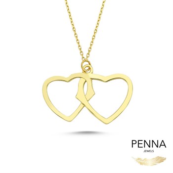 Çift Kalp Altın Kolye