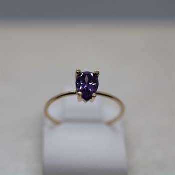 Damla Kesim Altın Yüzük – Mor Ametist