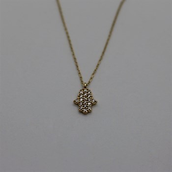 Fatma Ana Eli Taşlı Altın Kolye