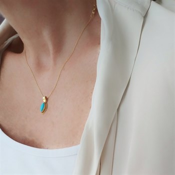 Firuze Taşlı Altın Kolye – Symi