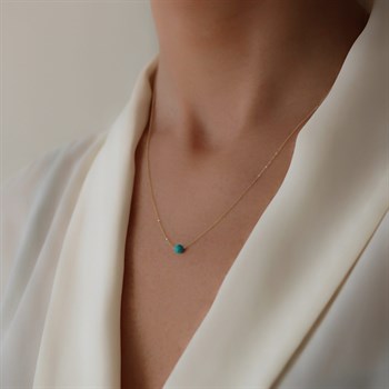 Firuze Taşlı Altın Kolye