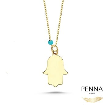 Firuze Taşlı Fatima Eli Kolye