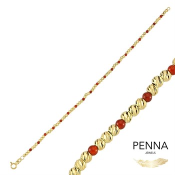 Garnet Taşlı Mila Altın Bileklik