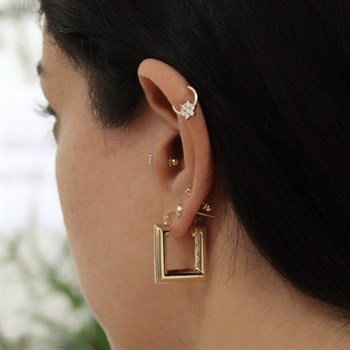 Halka Altın Piercing – Kar Tanesi