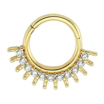Halka Altın Piercing – Taş Saçaklı