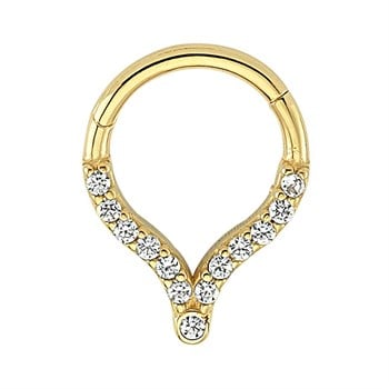 Halka Altın Piercing – Taşlı Sarkıt