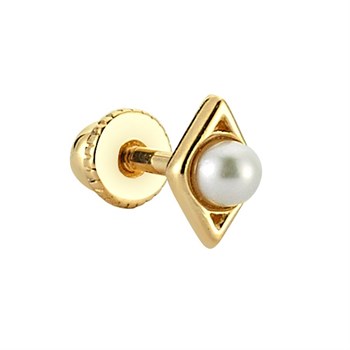 Helix Altın Piercing – İnci ve Karo