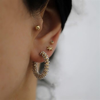 İki Renkli Halka Altın Küpe